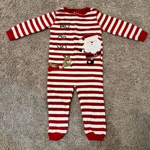 Koala Kids Red and White Striped Santa One Piece